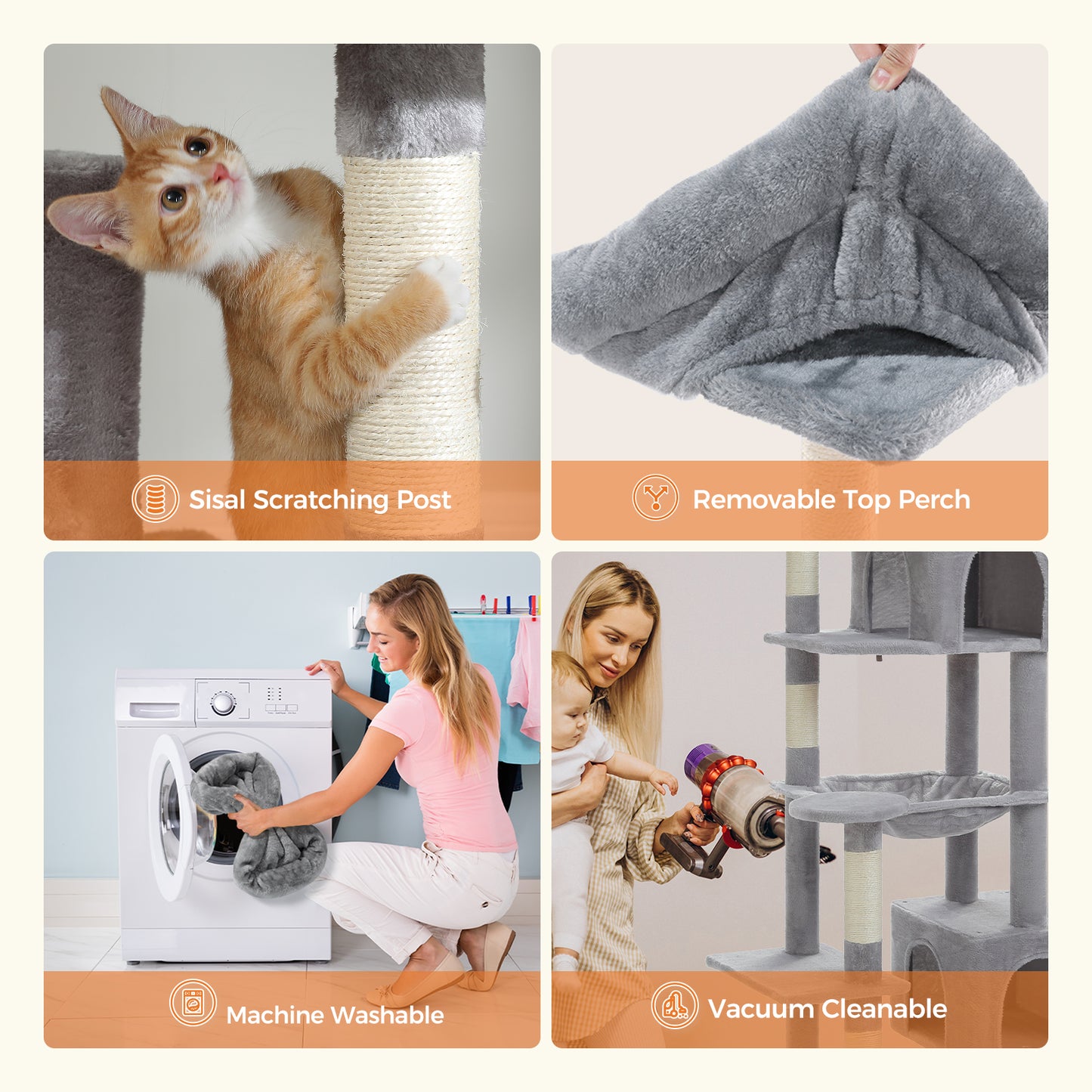 PAWZ Road 175cm Cat Tree Tower Scratching Post Scratcher Condo House Furniture Grey