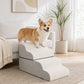 PAWZ Road Dog Stair for Small Dog and Cat, 4-Steps Pet Ramp for Bed & Couch, 50cm Heigh, Anti-Slip Bottom, 30D Foam-Filled, Separable Design, Machine Washable Cover, Pets Friendly, Dark Grey