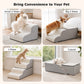 PAWZ Road Dog Stair for Small Dog and Cat, 4-Steps Pet Ramp for Bed & Couch, 50cm Heigh, Anti-Slip Bottom, 30D Foam-Filled, Separable Design, Machine Washable Cover, Pets Friendly, Dark Grey