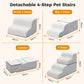 PAWZ Road Dog Stair for Small Dog and Cat, 4-Steps Pet Ramp for Bed & Couch, 50cm Heigh, Anti-Slip Bottom, 30D Foam-Filled, Separable Design, Machine Washable Cover, Pets Friendly, Dark Grey