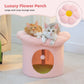 PAWZ Road Cat Tower Condo House with Large Flower Shape Top Perch Bed for Kitten Single Layer Pink