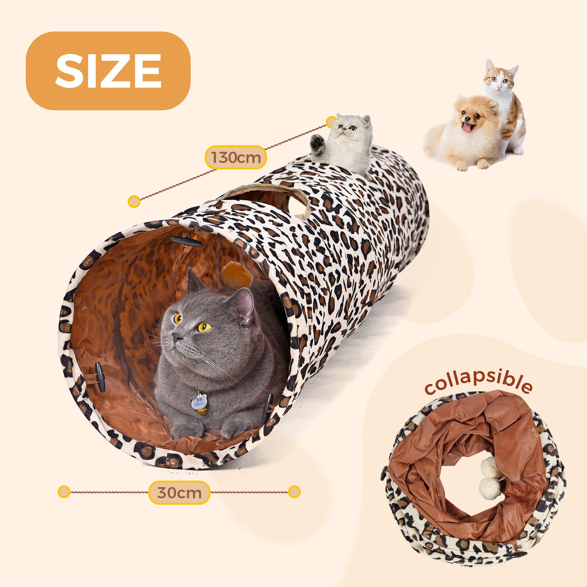 PAWZ Road Collapsible Cat Tunnel, S Shape Tube for Cats, Rabbits & Dogs Collapsible Tube, Easy Folding & Storage, Lightweight Design, Convenient For Home, Travel & Outdoor Use