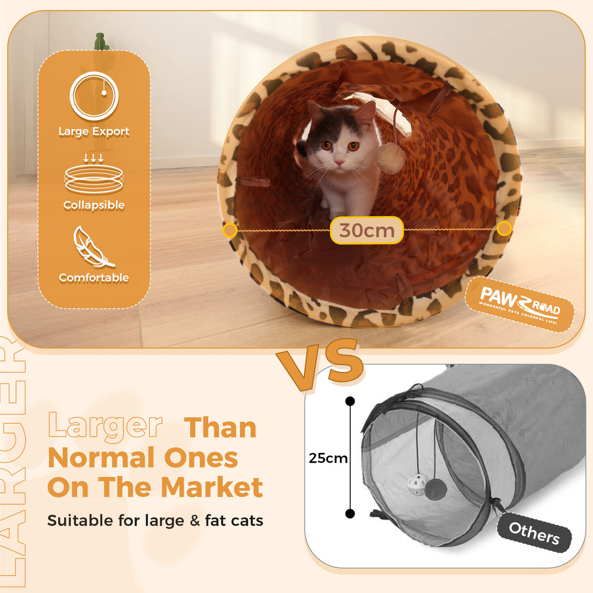 PAWZ Road Collapsible Cat Tunnel, S Shape Tube for Cats, Rabbits & Dogs Collapsible Tube, Easy Folding & Storage, Lightweight Design, Convenient For Home, Travel & Outdoor Use