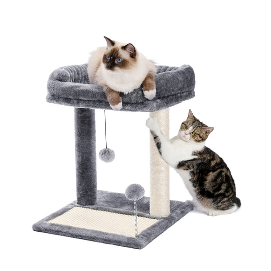 PAWZ Road Cat Scratching Post Bed, Featuring with Soft Perch Sisal-Covered Scratch Posts and Pads with Play Ball Great for Kittens and Cats