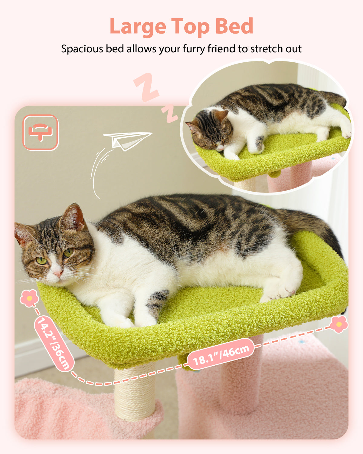 PAWZ Road Cat Tree Tower Condo House Cat Scratching Post Furniture with Hammock Pink