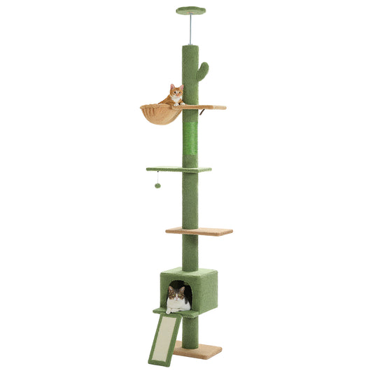 PAWZ Road Cat Tree Tower Scratching Post Ceiling High Cat Scratcher Condo Beds Green