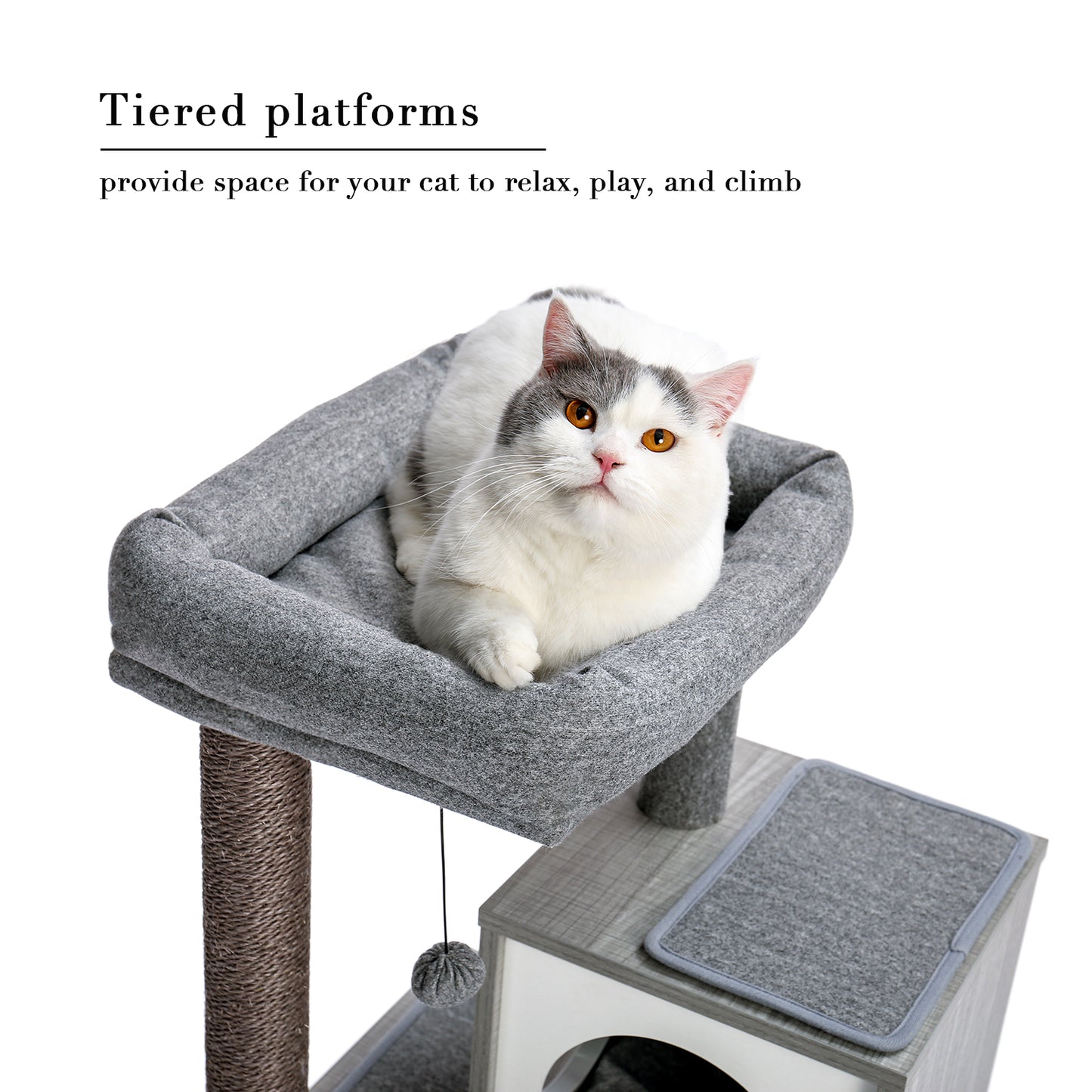 PAWZ Road 89cm Multi-Level Cat Tree Wooden Furniture Cat Home Grey