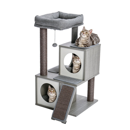 PAWZ Road 89cm Multi-Level Cat Tree Wooden Furniture Cat Home Grey