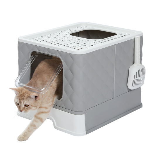 PAWZ Road Litter Boxes for Large Cat Foldable Litter Box Grey