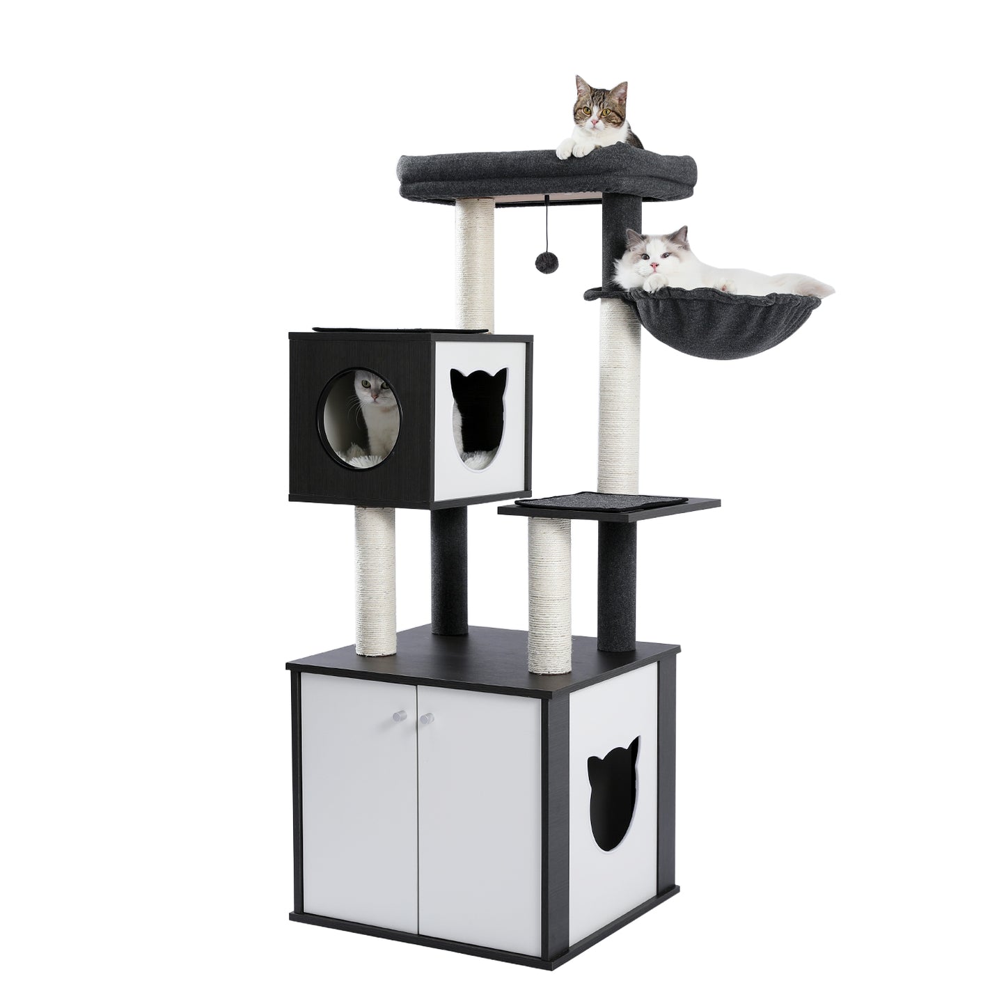 PAWZ Road 150cm Multifunctional Cat Tree Tower with Cat Washroom Litter Box